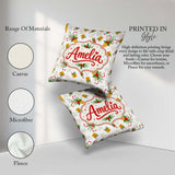Custom Name Festive Cream Cones Holly Candy Cane Christmas Cheer Square Filled Cushion Throw Pillow Sofa Bed Home Decor Zip Washable UK Made