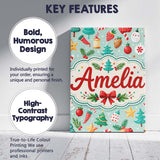 Personalised Name Festive Christmas Trees Custom  Unique Gift Idea Elegant Feature Canvas Wall Art Print Decor Picture Ready to Hang