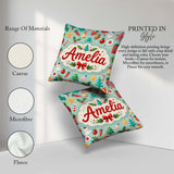 Custom Name Festive Christmas Trees Ornaments Candy Cane Holiday Square Filled Cushion Throw Pillow Sofa Bed Home Decor Zip Washable UK Made