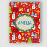 Personalised Name Merry Xmas Greetings Custom  Modern Room Accent Elegant Feature Canvas Wall Art Print Decor Picture Ready to Hang