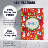 Personalised Name Merry Xmas Greetings Custom  Modern Room Accent Elegant Feature Canvas Wall Art Print Decor Picture Ready to Hang