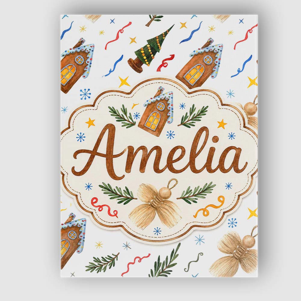 Personalised Name Watercolor Rustic Christmas Custom Unique Gift Idea Modern Room Accent Canvas Wall Art Print Decor Picture Ready to Hang