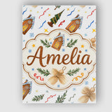 Personalised Name Watercolor Rustic Christmas Custom Unique Gift Idea Modern Room Accent Canvas Wall Art Print Decor Picture Ready to Hang