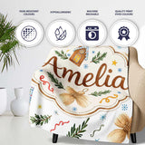 Watercolor Rustic Christmas House Tree Angel Ornament Seamless  Personalised Custom Name Super Soft Fleece Blanket Bed Sofa Throw