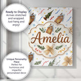 Personalised Name Watercolor Rustic Christmas Custom Unique Gift Idea Modern Room Accent Canvas Wall Art Print Decor Picture Ready to Hang