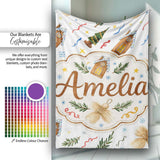 Watercolor Rustic Christmas House Tree Angel Ornament Seamless  Personalised Custom Name Super Soft Fleece Blanket Bed Sofa Throw