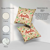 Custom Name Gingerbread Cookies Candy Cane Socks Branch Seamless Square Filled Cushion Throw Pillow Sofa Bed Home Decor Zip Washable UK Made