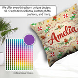 Custom Name Gingerbread Cookies Candy Cane Socks Branch Seamless Square Filled Cushion Throw Pillow Sofa Bed Home Decor Zip Washable UK Made