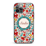 Holiday Bells Bows Stockings Candy Cane Christmas Custom Name Protective Phone Case Mobile Cover Durable Everyday Smartphone Shock Resistant