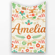 Scandinavian Reindeer Trees Ornaments Christmas Seamless Pattern  Personalised Custom Name Super Soft Fleece Blanket Bed Sofa Throw