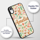 Scandinavian Reindeer Trees Ornaments Christmas Custom Name Protective Phone Case Mobile Cover Durable Everyday Smartphone Shock Resistant