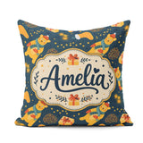Custom Name Cute Winter Bears Gifts Lights Cozy Seamless Pattern Square Filled Cushion Throw Pillow Sofa Bed Home Decor Zip Washable UK Made
