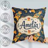 Custom Name Cute Winter Bears Gifts Lights Cozy Seamless Pattern Square Filled Cushion Throw Pillow Sofa Bed Home Decor Zip Washable UK Made