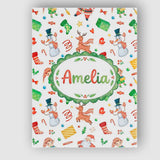 Personalised Name Cute Santa Snowman Custom Premium Decorative Design Modern Room Accent Canvas Wall Art Print Decor Picture Ready to Hang