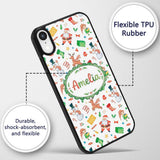 Cute Santa Snowman Reindeer Elf Christmas Holiday Custom Name Protective Phone Case Mobile Cover Durable Everyday Smartphone Shock Resistant