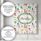 Personalised Name Cute Santa Snowman Custom Premium Decorative Design Modern Room Accent Canvas Wall Art Print Decor Picture Ready to Hang