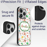 Cute Santa Snowman Reindeer Elf Christmas Holiday Custom Name Protective Phone Case Mobile Cover Durable Everyday Smartphone Shock Resistant