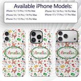 Cute Santa Snowman Reindeer Elf Christmas Holiday Custom Name Protective Phone Case Mobile Cover Durable Everyday Smartphone Shock Resistant