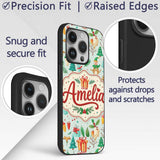 Festive Christmas Ornaments Trees Gifts Holiday Custom Name Protective Phone Case Mobile Cover Durable Everyday Smartphone Shock Resistant