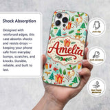 Festive Christmas Ornaments Trees Gifts Holiday Custom Name Protective Phone Case Mobile Cover Durable Everyday Smartphone Shock Resistant