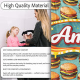 Cute Flat Burger Seamless Pattern Teal Background Fast Food Design  Personalised Custom Name Super Soft Fleece Blanket Bed Sofa Throw