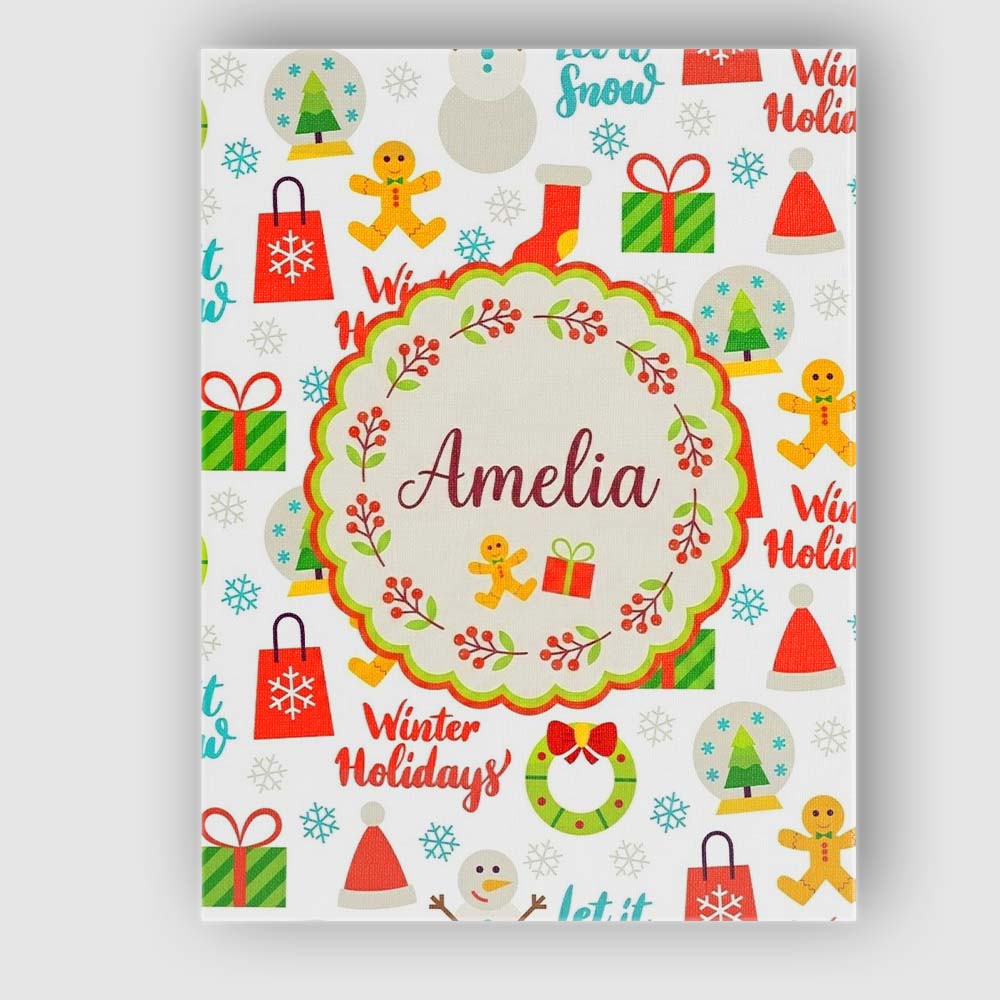 Personalised Name Winter Holidays Snowman Custom  Unique Gift Idea Elegant Feature Canvas Wall Art Print Decor Picture Ready to Hang