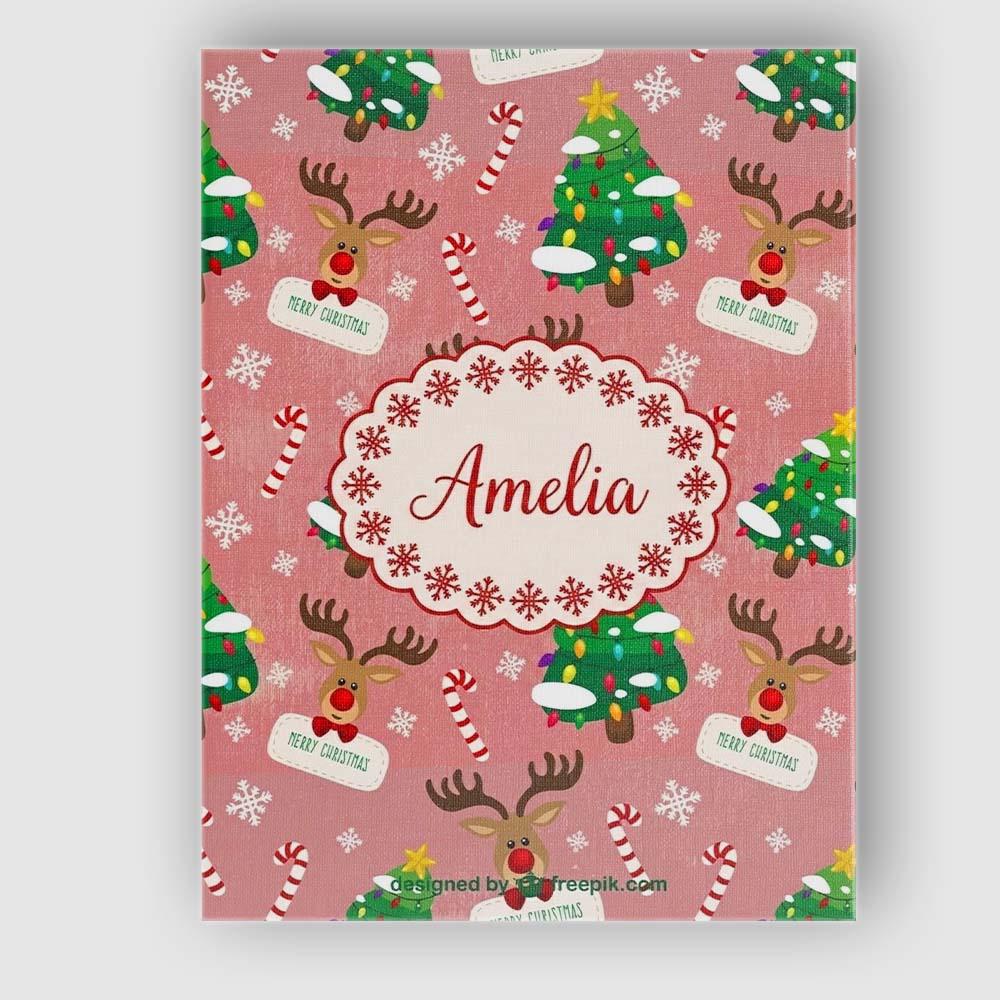 Personalised Name Cute Reindeer Christmas Custom  Unique Gift Idea Elegant Feature Canvas Wall Art Print Decor Picture Ready to Hang