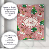 Personalised Name Cute Reindeer Christmas Custom  Unique Gift Idea Elegant Feature Canvas Wall Art Print Decor Picture Ready to Hang