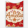 Gingerbread House Candy Cane Cookies Red Festive Seamless Pattern  Personalised Custom Name Super Soft Fleece Blanket Bed Sofa Throw