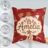 Custom Name Gingerbread House Candy Cookies Red Festive Seamless Square Filled Cushion Throw Pillow Sofa Bed Home Decor Zip Washable UK Made