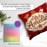 Custom Name Gingerbread House Candy Cookies Red Festive Seamless Square Filled Cushion Throw Pillow Sofa Bed Home Decor Zip Washable UK Made