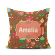 Custom Name Christmas Mittens Baubles Candy Cane Floral Seamless Square Filled Cushion Throw Pillow Sofa Bed Home Decor Zip Washable UK Made
