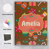 Personalised Name Christmas Mittens Baubles Custom  Bespoke Interior Contemporary Canvas Wall Art Print Decor Picture Ready to Hang