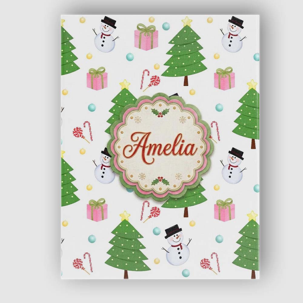 Personalised Name Cute Snowman Christmas Custom  Unique Gift Idea Elegant Feature Canvas Wall Art Print Decor Picture Ready to Hang