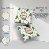Custom Name Cute Snowman Christmas Tree Candy Cane Gifts Pattern Square Filled Cushion Throw Pillow Sofa Bed Home Decor Zip Washable UK Made