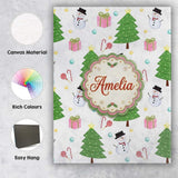 Personalised Name Cute Snowman Christmas Custom  Unique Gift Idea Elegant Feature Canvas Wall Art Print Decor Picture Ready to Hang