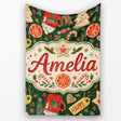 Watercolor Christmas  Cookies Candy Orange Festive Seamless  Personalised Custom Name Super Soft Fleece Blanket Bed Sofa Throw