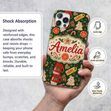 Watercolor Christmas Cookies Candy Orange Festive Custom Name Protective Phone Case Mobile Cover Durable Everyday Smartphone Shock Resistant