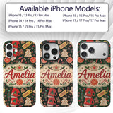 Watercolor Christmas Cookies Candy Orange Festive Custom Name Protective Phone Case Mobile Cover Durable Everyday Smartphone Shock Resistant