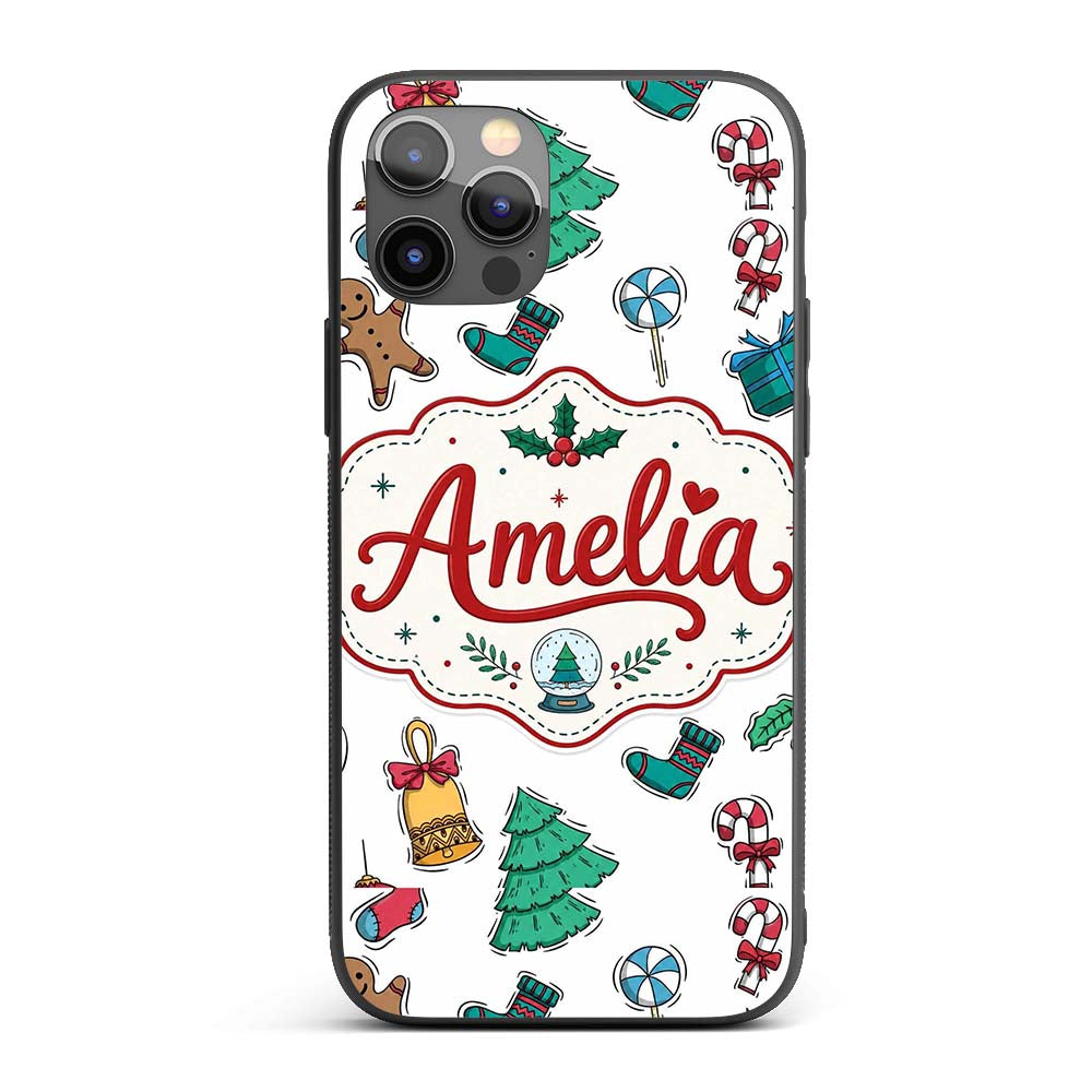 Cute Gingerbread Cookie Ornament Printed Design Custom Name Protective Phone Case Mobile Cover Durable Everyday Smartphone Shock Resistant