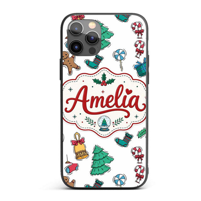 Cute Gingerbread Cookie Ornament Printed Design Custom Name Protective Phone Case Mobile Cover Durable Everyday Smartphone Shock Resistant