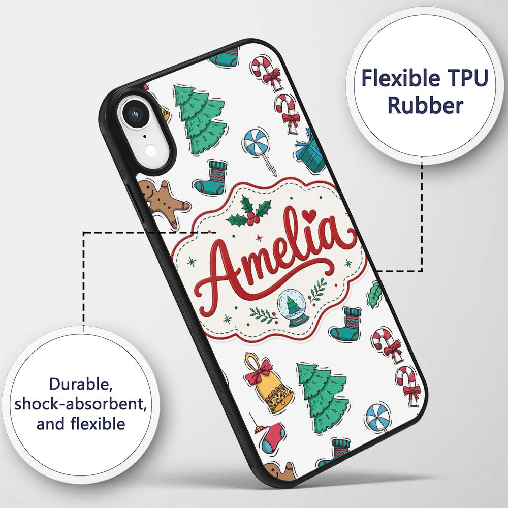 Cute Gingerbread Cookie Ornament Printed Design Custom Name Protective Phone Case Mobile Cover Durable Everyday Smartphone Shock Resistant