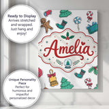 Personalised Name Cute Gingerbread Cookie Custom  Unique Gift Idea Elegant Feature Canvas Wall Art Print Decor Picture Ready to Hang