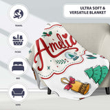 Cute Gingerbread Cookie Ornament Bell Tree Seamless Pattern Lovely  Personalised Custom Name Super Soft Fleece Blanket Bed Sofa Throw