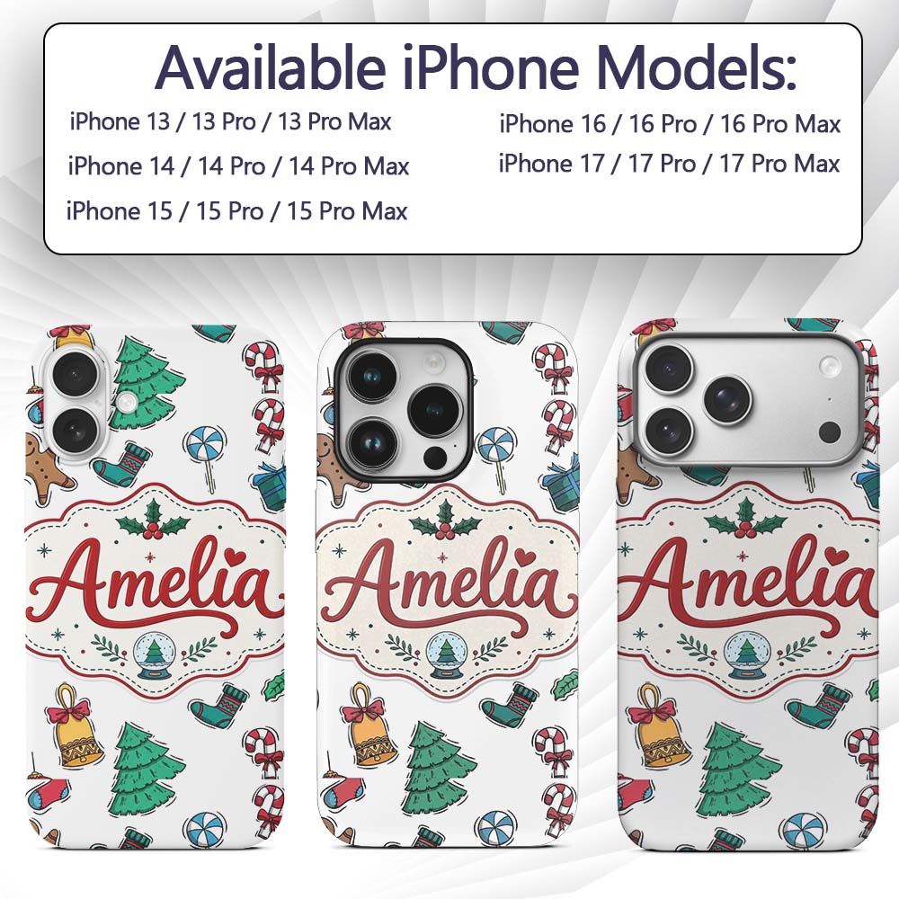 Cute Gingerbread Cookie Ornament Printed Design Custom Name Protective Phone Case Mobile Cover Durable Everyday Smartphone Shock Resistant