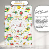 Watercolor Christmas Gifts Candle Poinsettia Seamless Pattern Lovely  Personalised Custom Name Super Soft Fleece Blanket Bed Sofa Throw