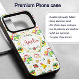 Watercolor Christmas Gifts Candle Poinsettia Custom Name Protective Phone Case Mobile Cover Durable Everyday Smartphone Shock Resistant