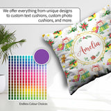 Custom Name Watercolor Christmas Gifts Candle Poinsettia Pattern Square Filled Cushion Throw Pillow Sofa Bed Home Decor Zip Washable UK Made