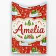 Cute Winter Snowman Bird Christmas Scene Red Seamless Pattern Lovely  Personalised Custom Name Super Soft Fleece Blanket Bed Sofa Throw