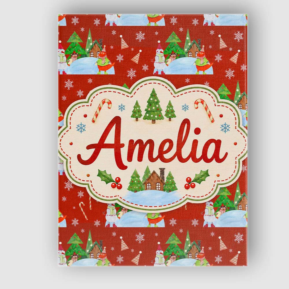 Personalised Name Cute Winter Snowman Bird Custom  Unique Gift Idea Elegant Feature Canvas Wall Art Print Decor Picture Ready to Hang
